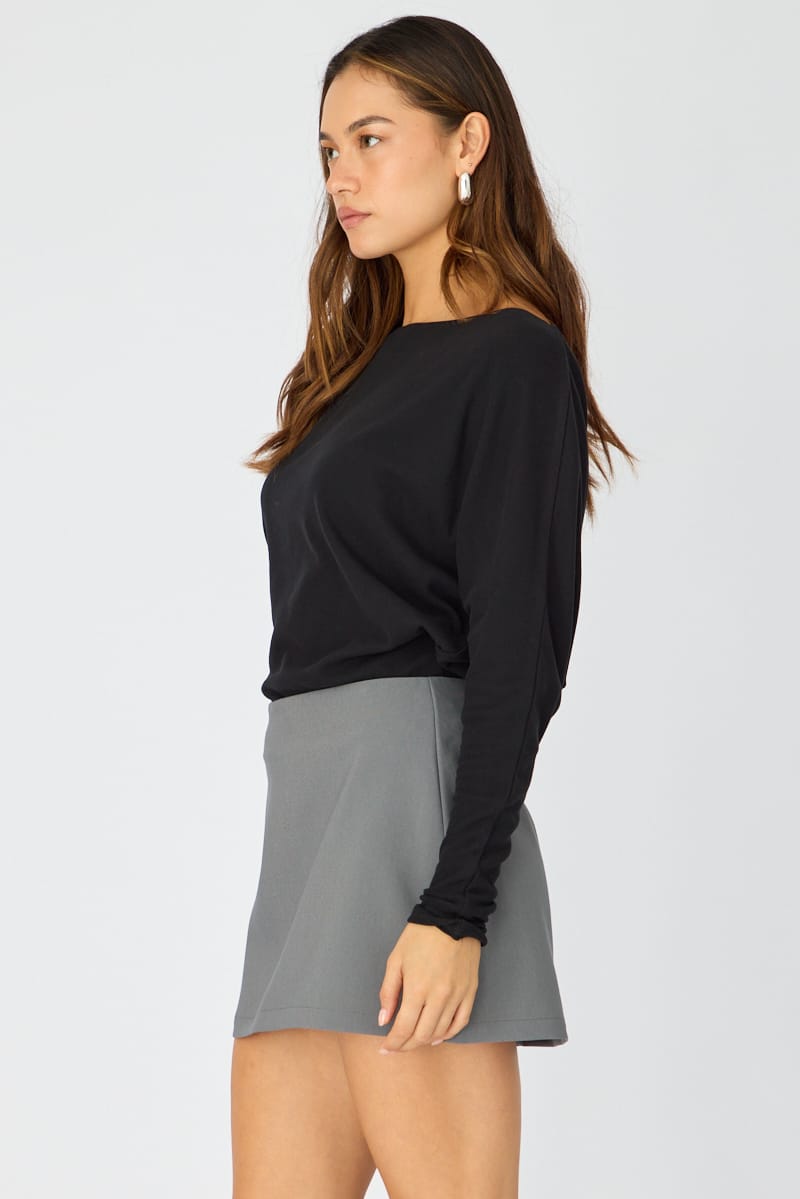 Grey Mini Skort Skirt High Rise Tailored for Ally Fashion
