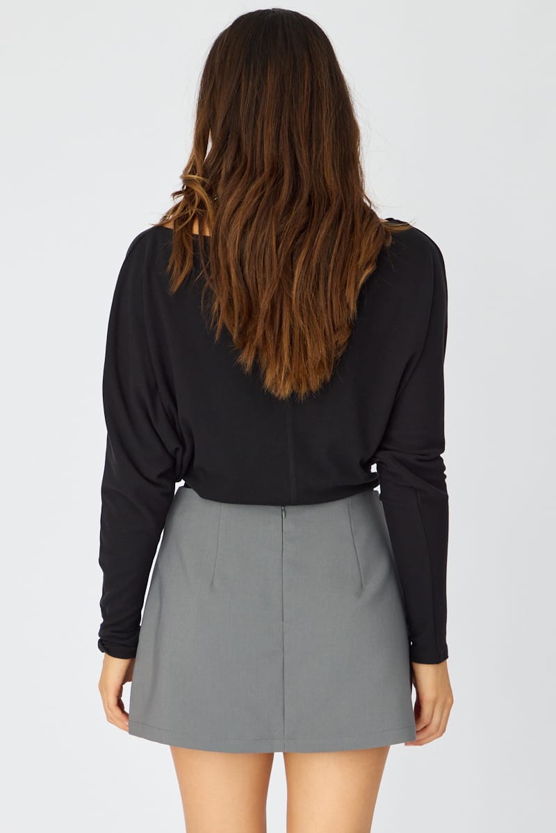Grey Mini Skort Skirt High Rise Tailored for Ally Fashion