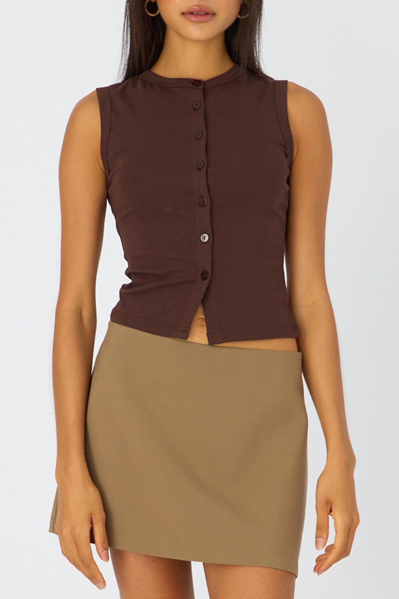 Brown Mini Skort Skirt High Rise Tailored for Ally Fashion