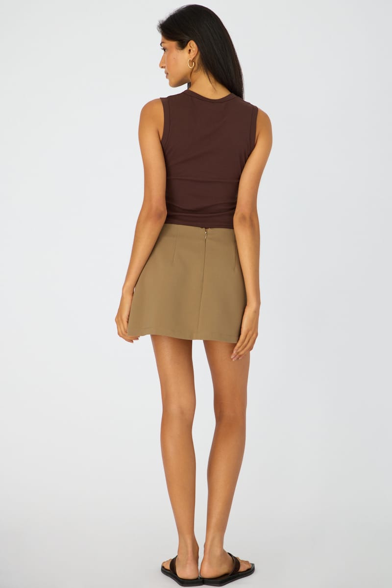 Brown Mini Skort Skirt High Rise Tailored for Ally Fashion