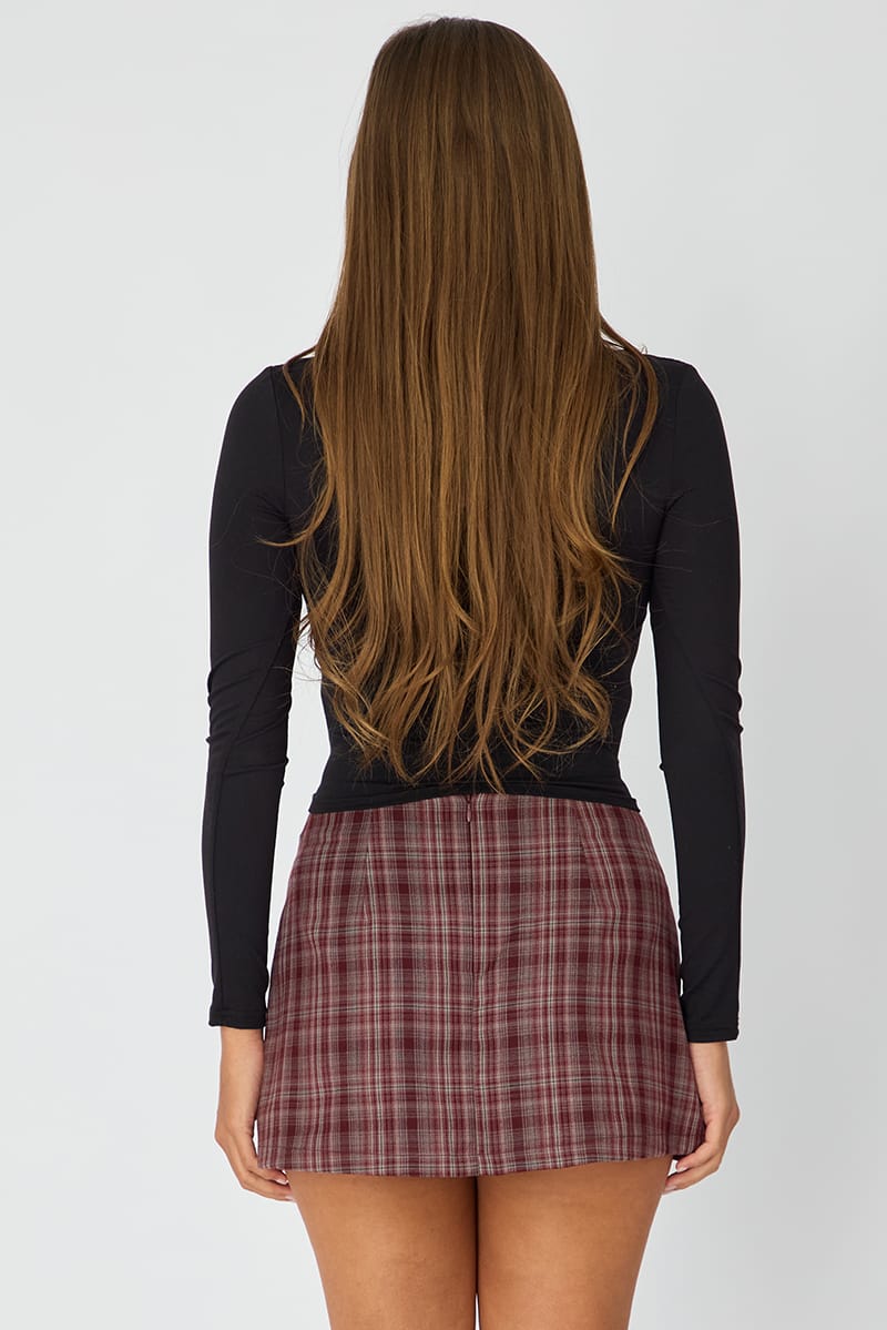 Purple Check Mini Skort Skirt High Rise Tailored for Ally Fashion