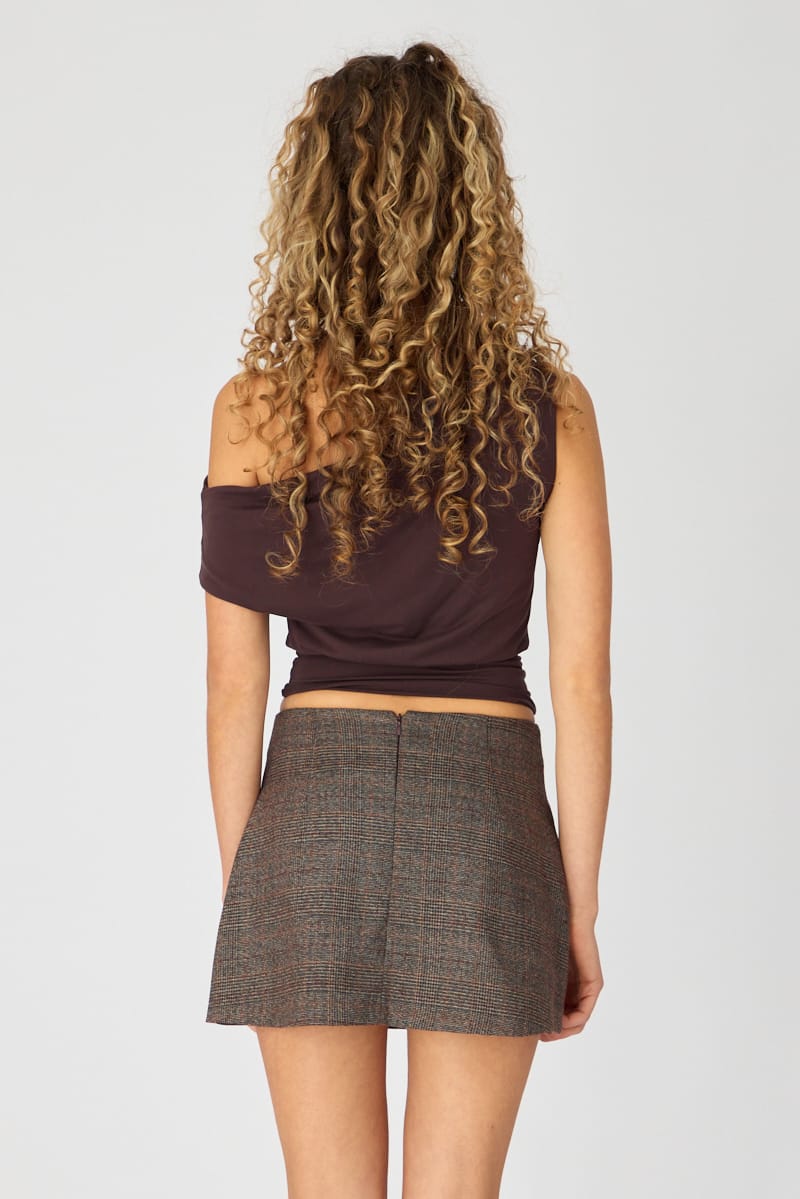 Multi Check Mini Skort Skirt High Rise Tailored for Ally Fashion