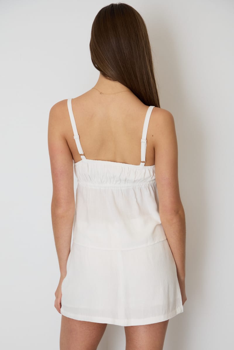 White Linen Blend Mini Skort High Rise Shorts Lined for Ally Fashion