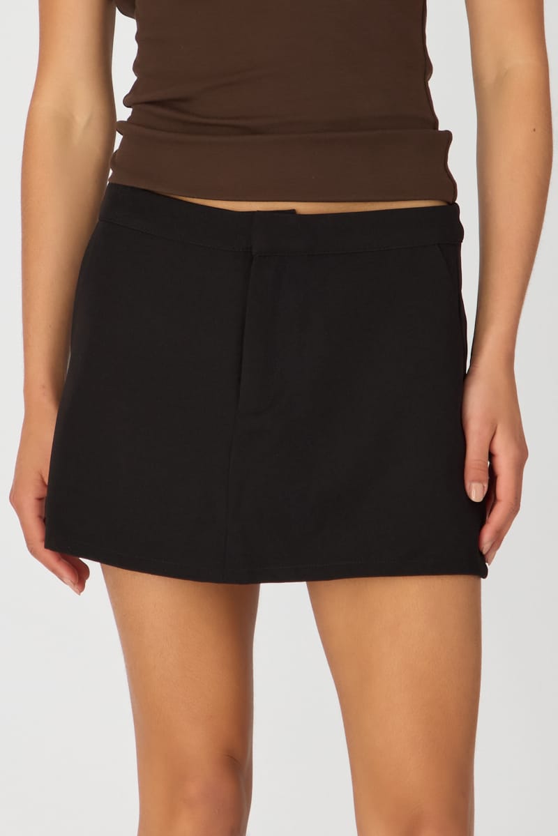 Black Tailored Mini Skirt Mid Rise for Ally Fashion