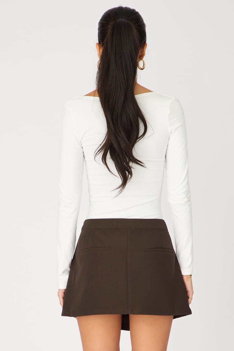 Brown Tailored Mini Skirt Mid Rise for Ally Fashion