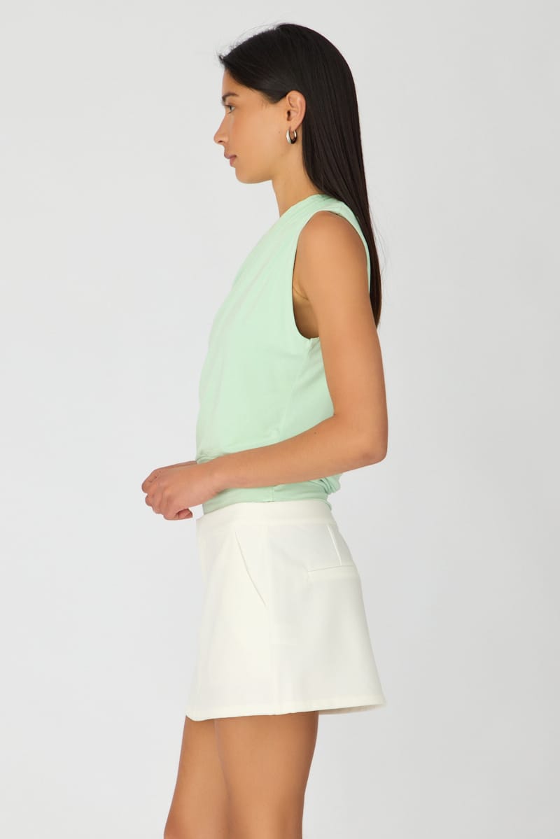 White Tailored Mini Skirt Mid Rise for Ally Fashion