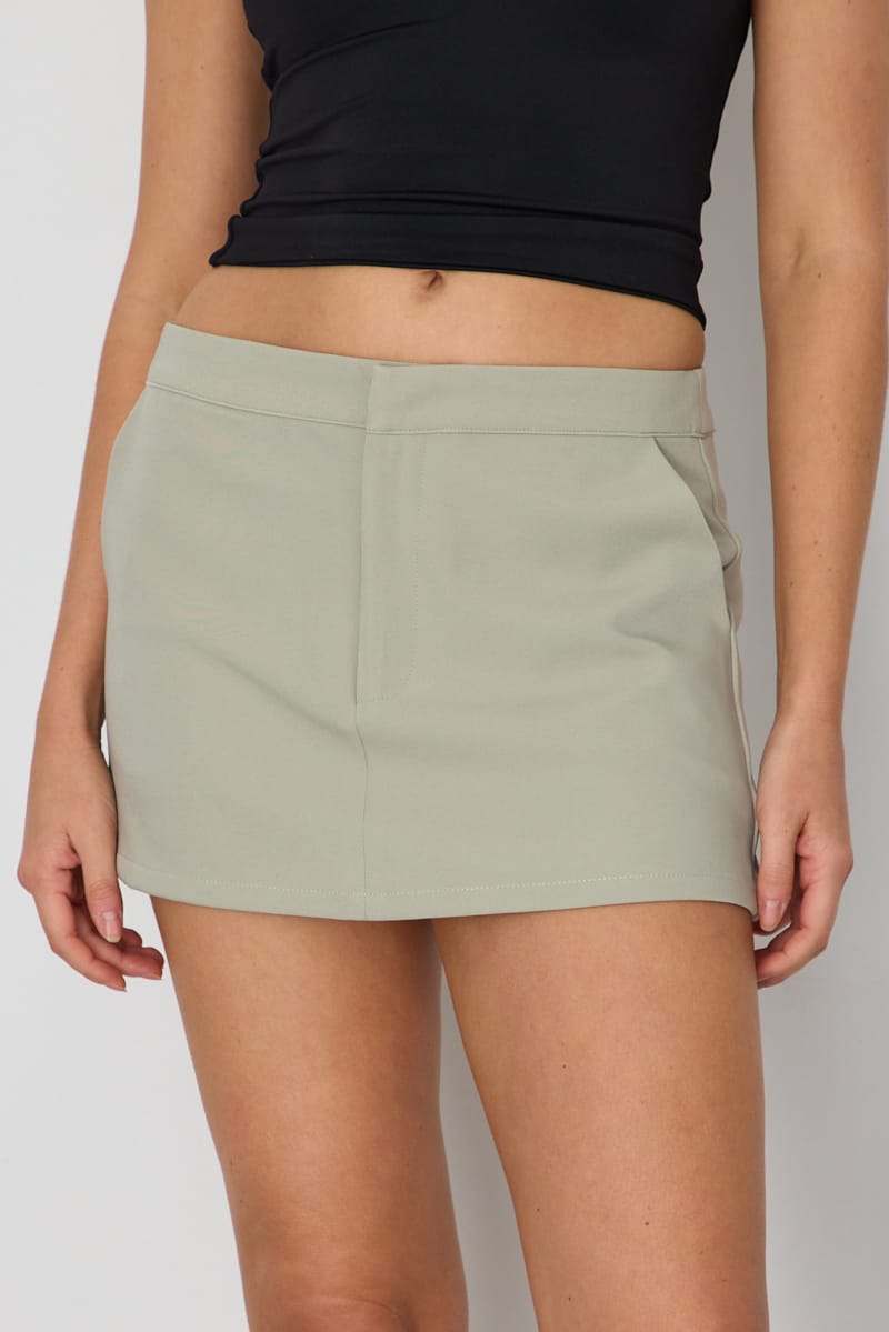 Green Tailored Mini Skirt Mid Rise for Ally Fashion