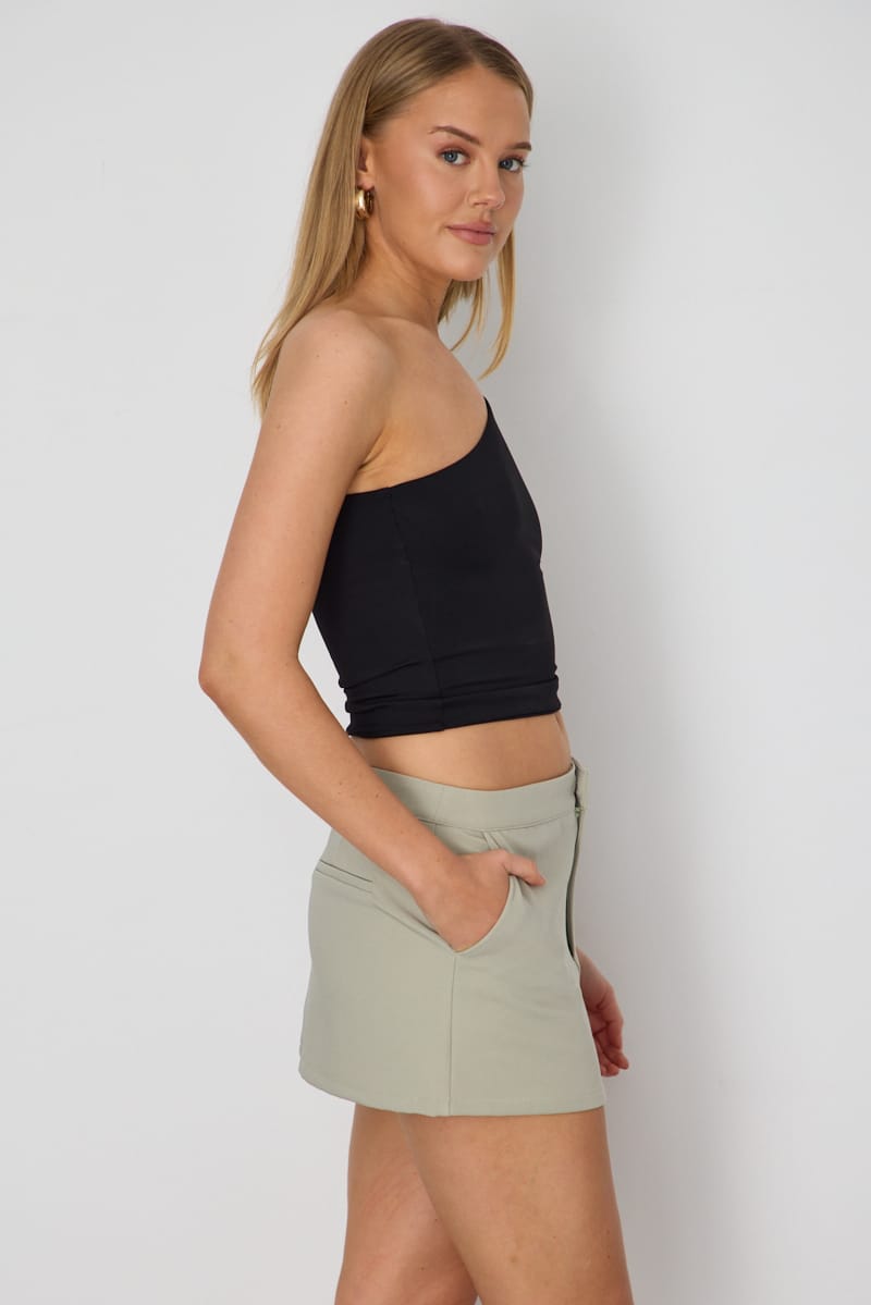 Green Tailored Mini Skirt Mid Rise for Ally Fashion