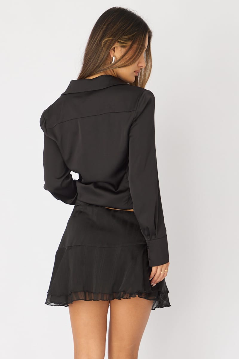 Black Scarf Hem Skort Skirt Mid Waisted for Ally Fashion