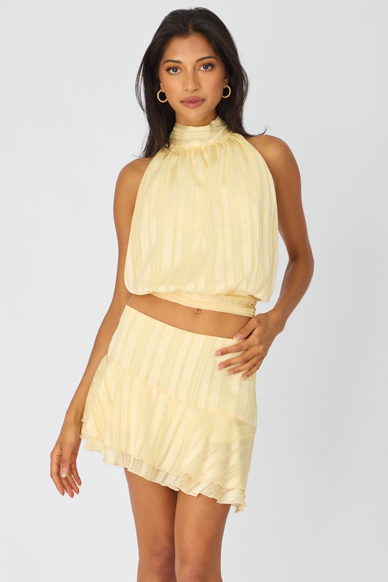 Yellow Scarf Hem Skort Skirt Mid Waisted for Ally Fashion