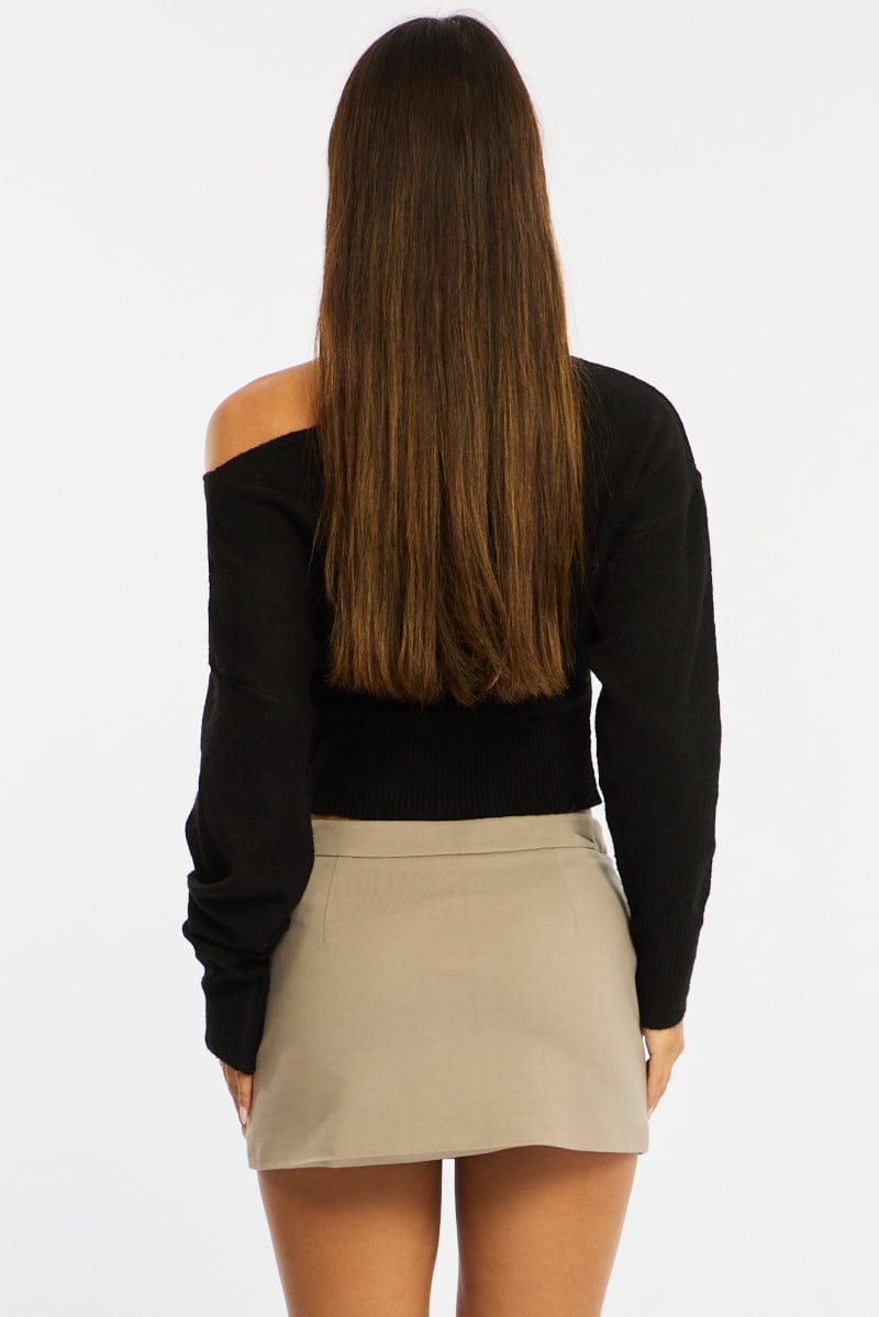 Grey Ponte Mini Skirt Mid Waisted Tailor Fit for Ally Fashion