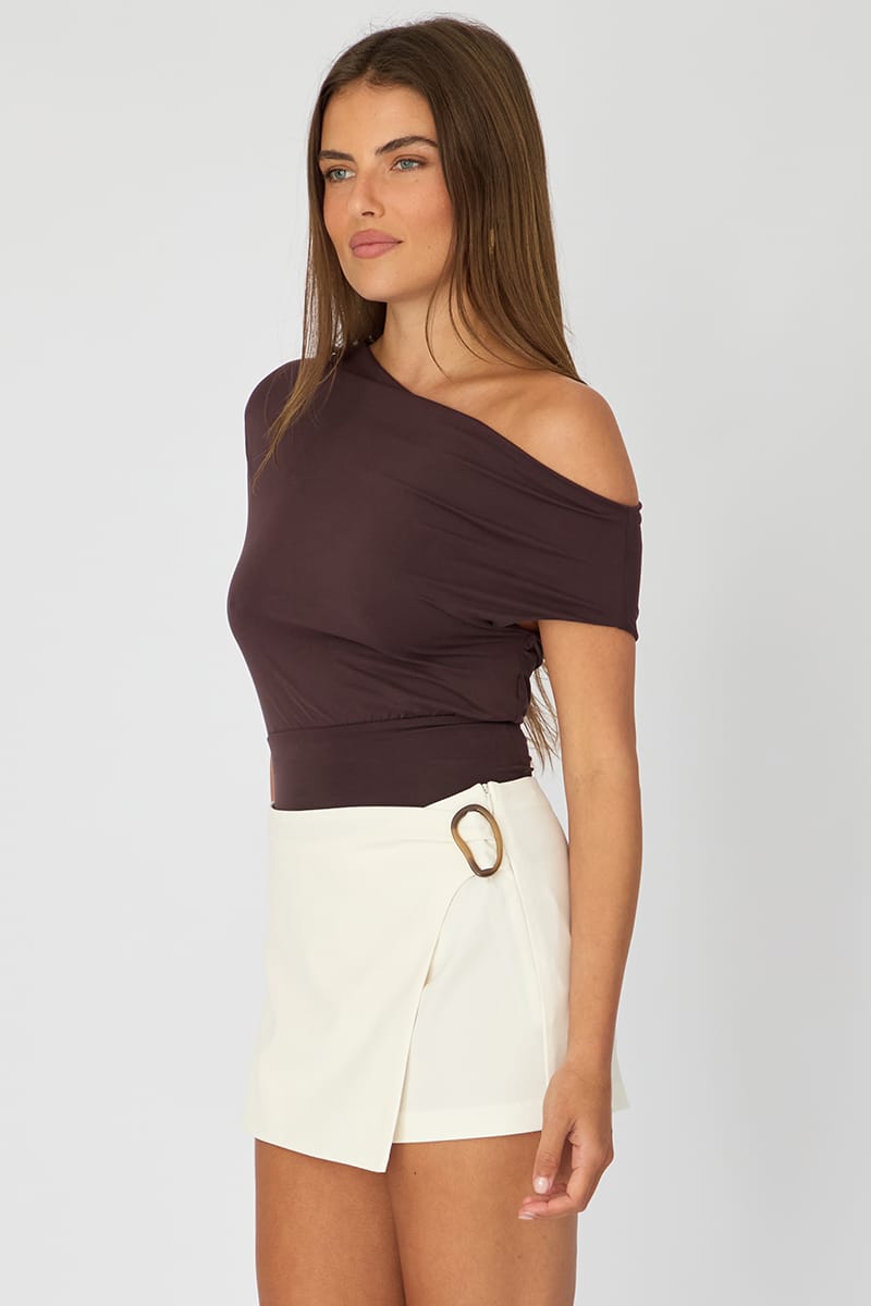 White Mini Skort Mid Waisted Ring Detail Shorts for Ally Fashion