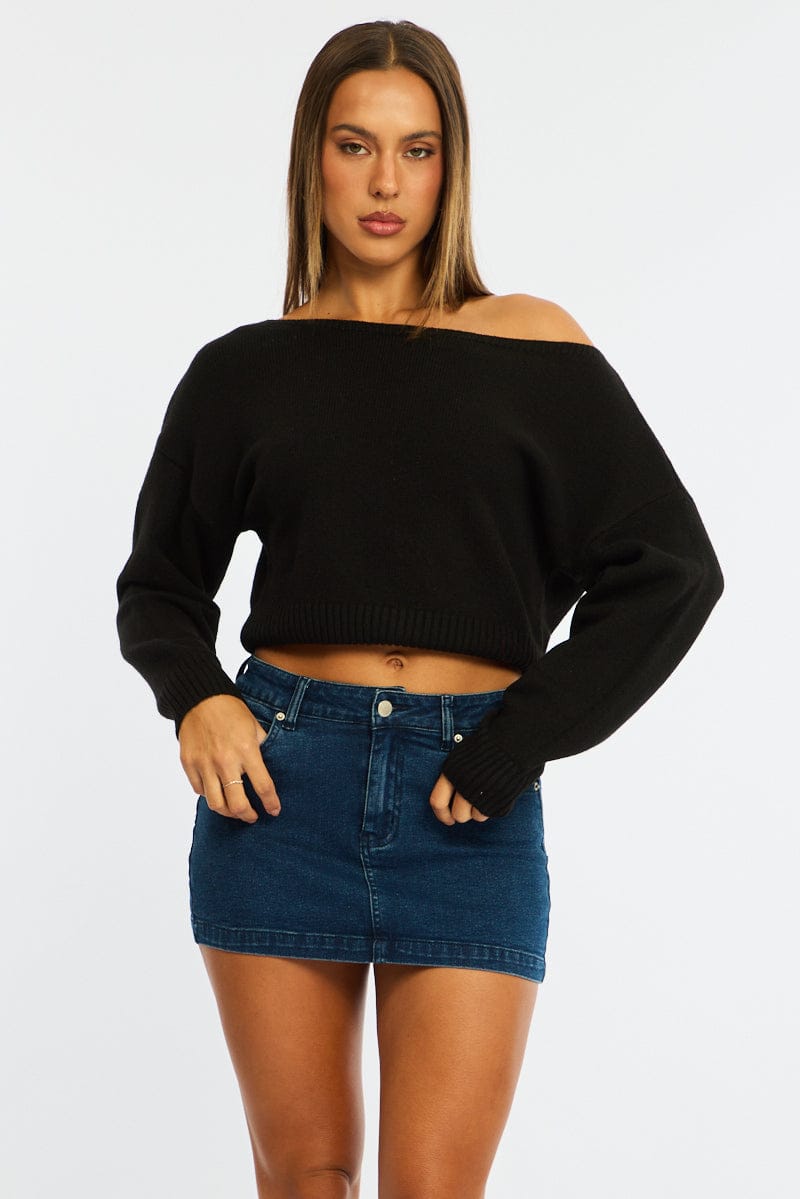 Denim Mini Skort Skirt Mid Rise Jersey Shorts Lined for Ally Fashion
