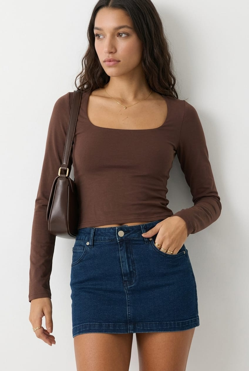 Denim Mid Rise Mini Skort Skirt for Ally Fashion