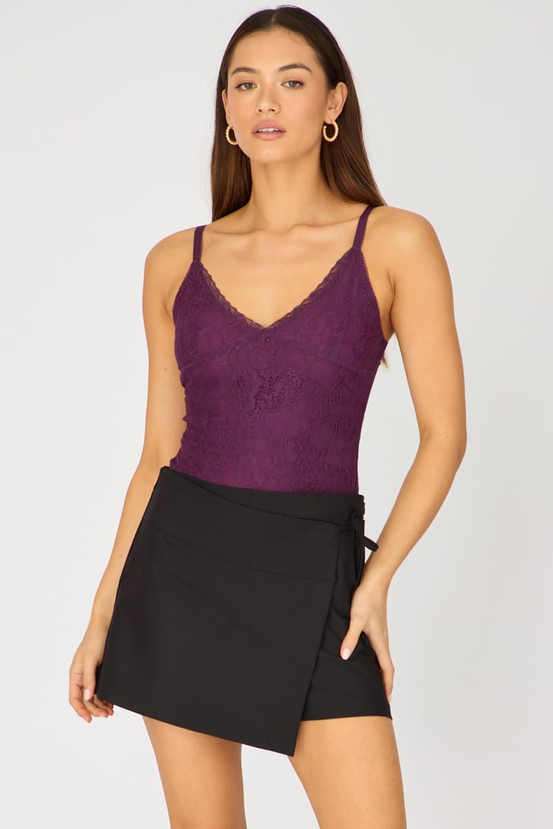 Black Mini Skort Skirt Tailor Wrap Asymmetric for Ally Fashion