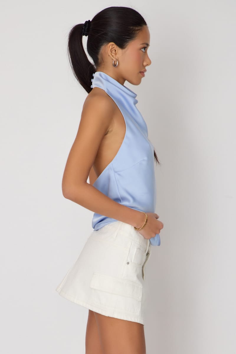White Cargo Mini Skirt Mid Rise Utility Pocket Detail for Ally Fashion