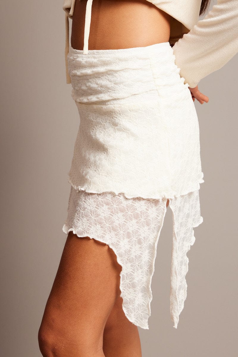 White Mini Skirt Lace for Ally Fashion