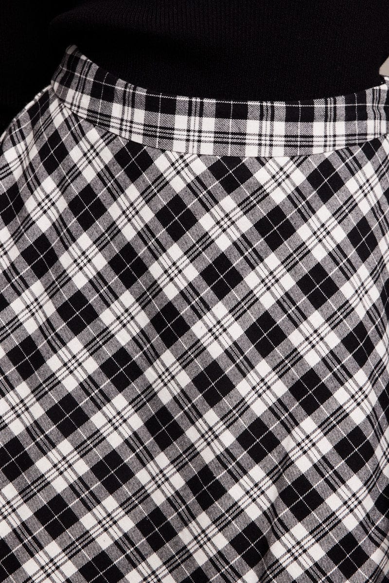 Black Check Skater Skirt Mini for Ally Fashion