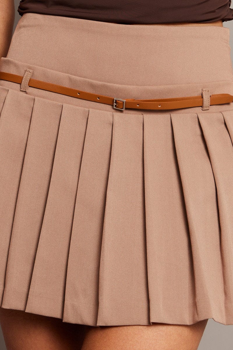 Brown Tennis Skirt Mini Belted for Ally Fashion