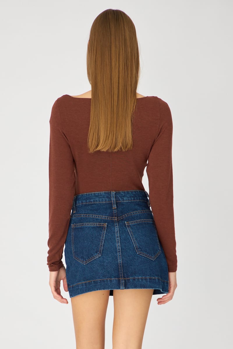 Denim Mini Skirt Mid Rise Longline for Ally Fashion