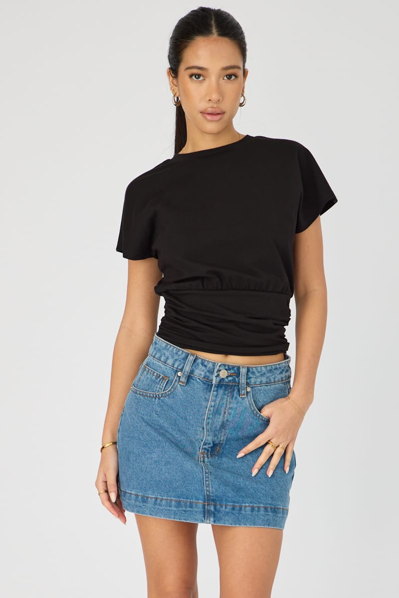 Denim Mini Skirt Mid Rise Longline for Ally Fashion