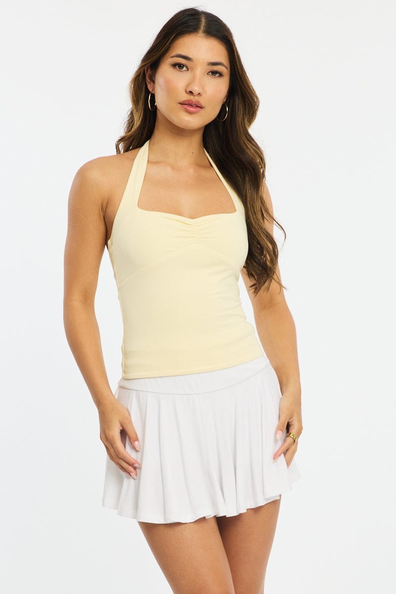 White Mini Skort Skirt Elasticated Waist Shorts Lined for Ally Fashion