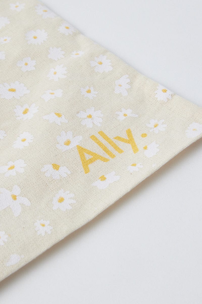 White Ditsy Tote Bag Printed Daisies for Ally Fashion