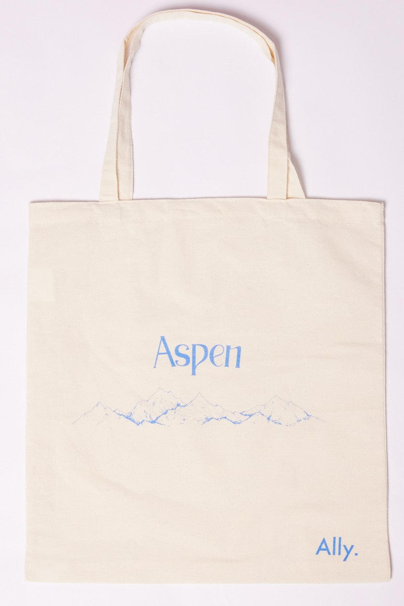 Blue Print Tote Bag Printed Aspen for Ally Fashion