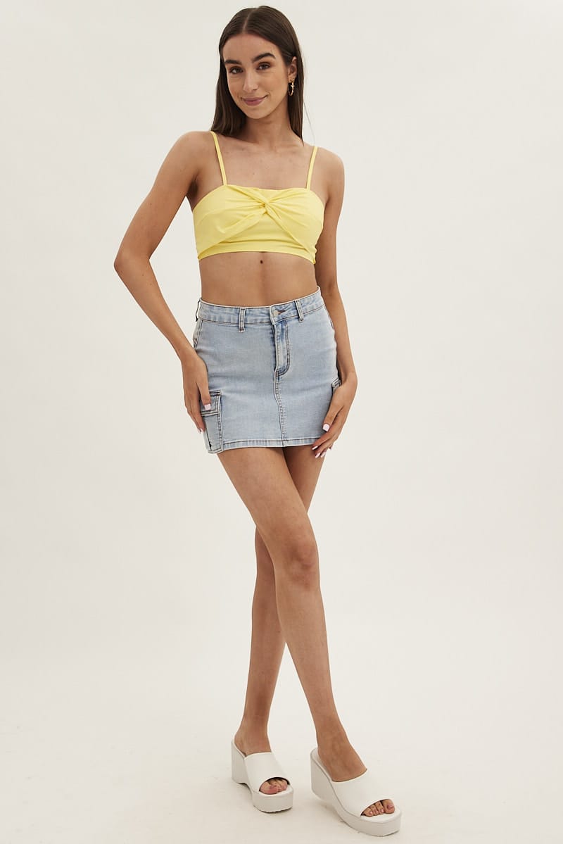 Yellow Crop Top Adjustable Straps Cotton for Ally Fashion