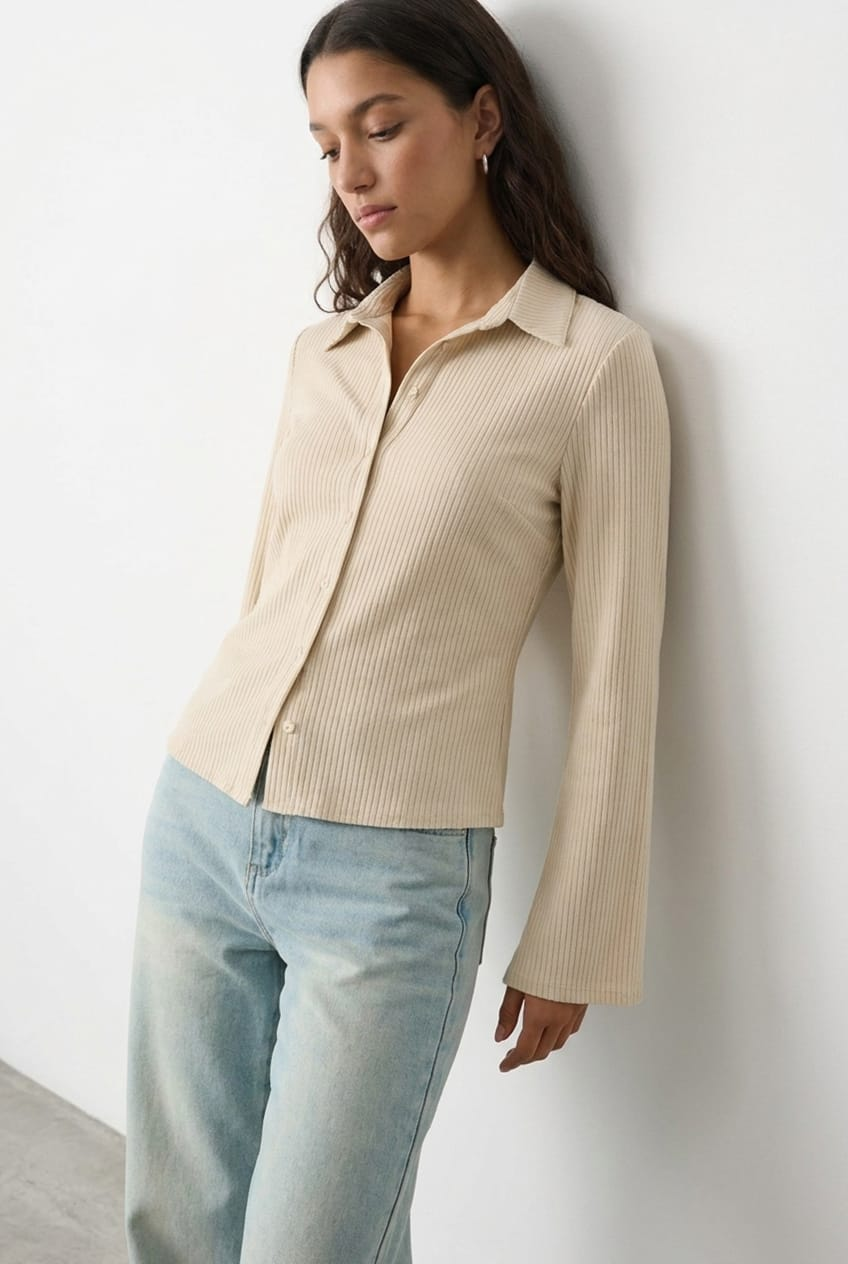 Yellow Stripe Shirt Long Sleeve Collared Button Up Pinstripe for Ally Fashion