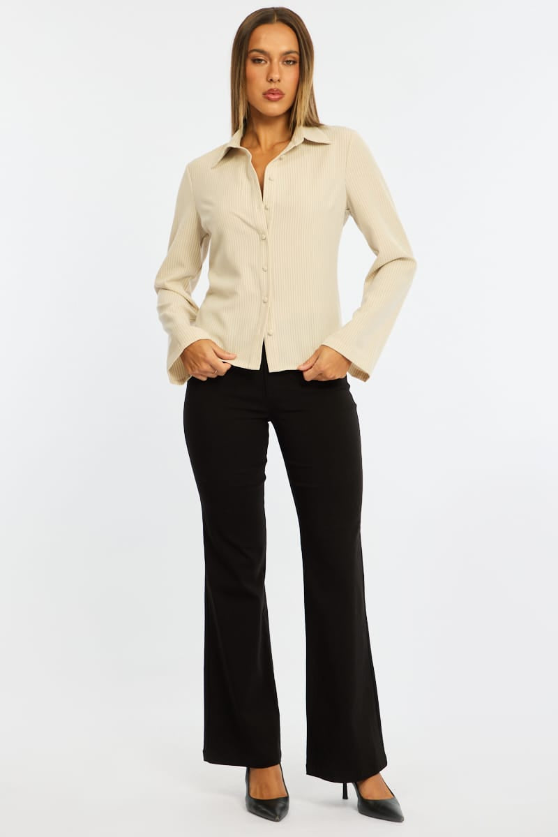 Yellow Stripe Shirt Long Sleeve Collared Button Up Pinstripe for Ally Fashion