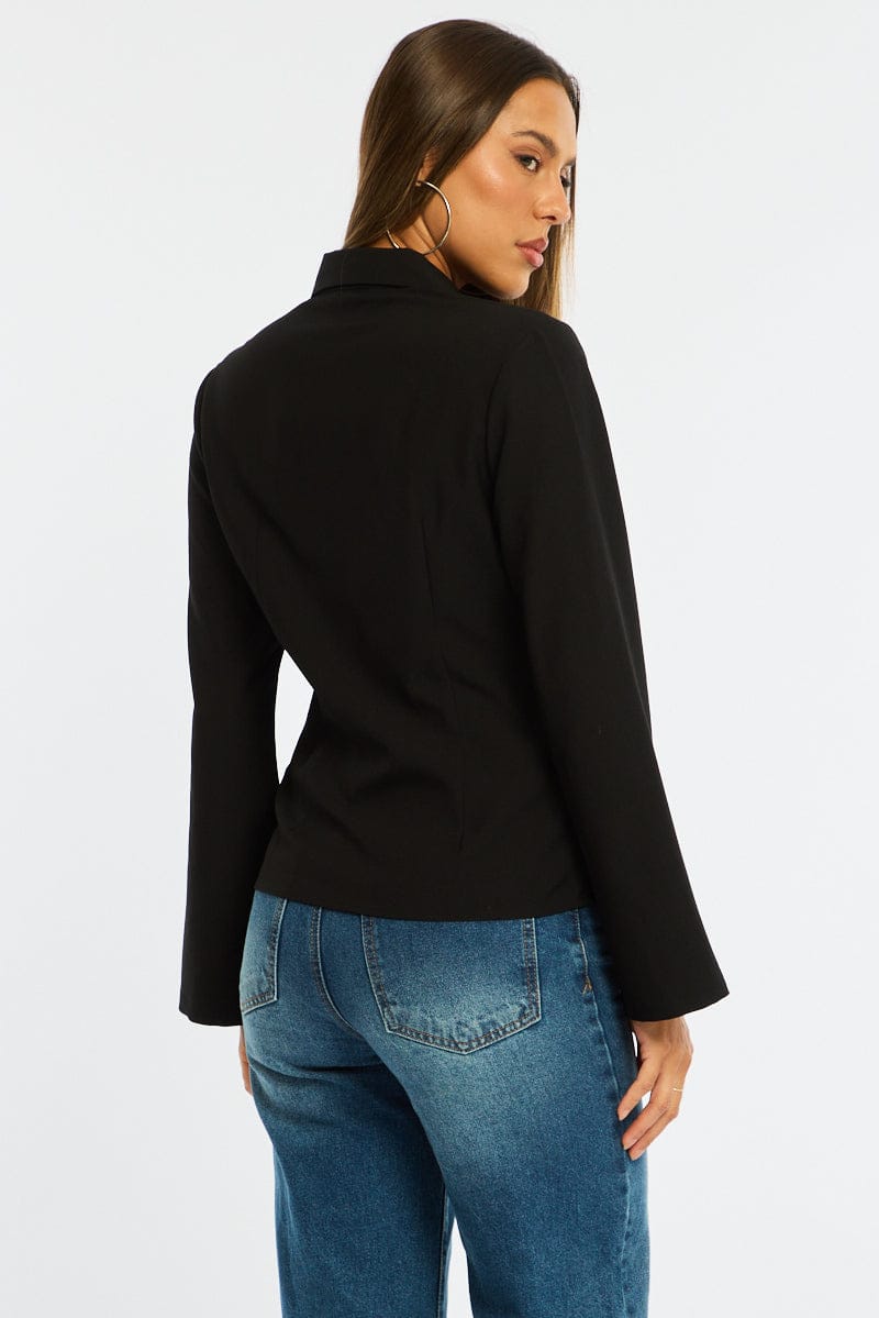 Black Shirt Long Sleeve Collared Button Up for Ally Fashion