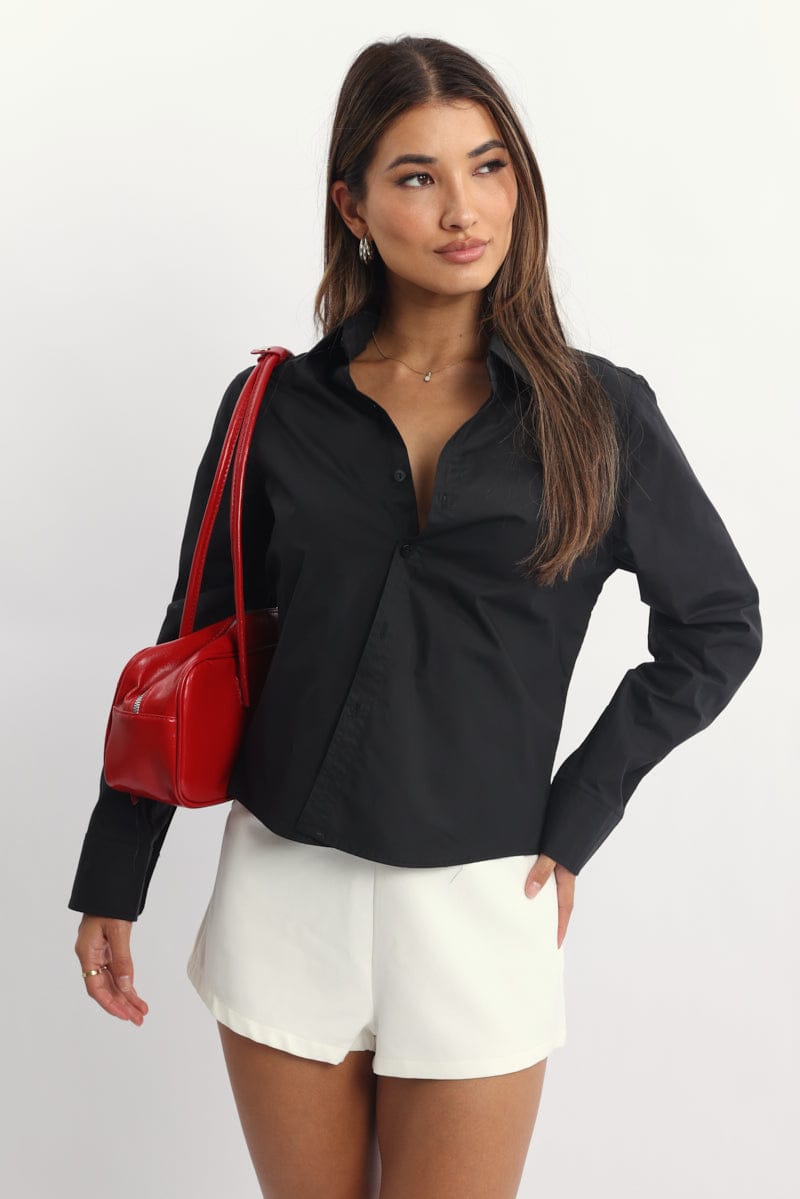 Black Smart Fit Shirt Long Sleeves Collared for Ally Fashion