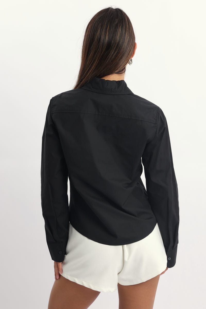 Black Smart Fit Shirt Long Sleeves Collared for Ally Fashion