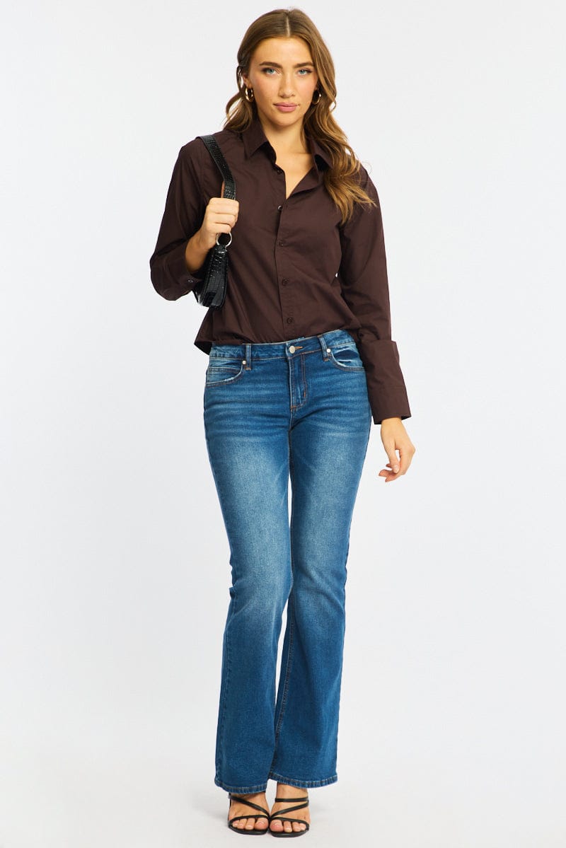 Brown Smart Fit Shirt Long Sleeves Collared for Ally Fashion