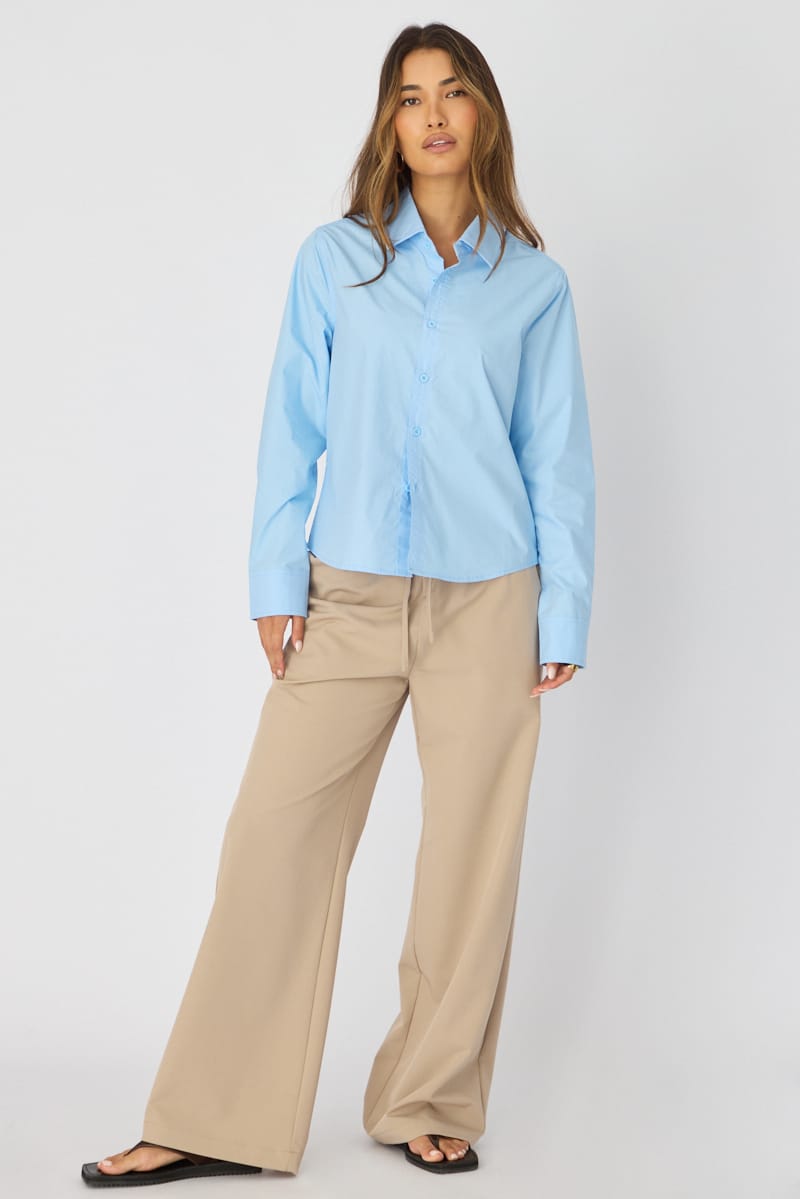 Blue Smart Fit Shirt Long Sleeves Collared for Ally Fashion