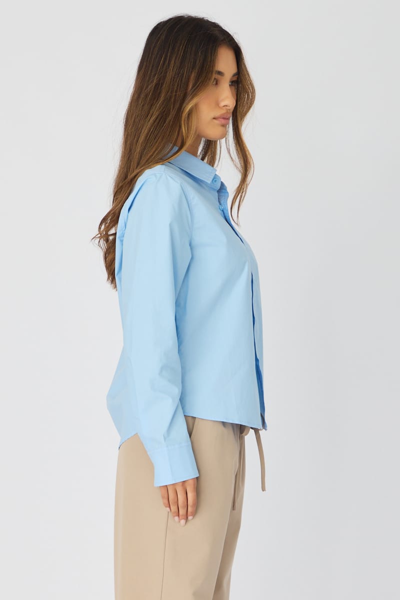 Blue Smart Fit Shirt Long Sleeves Collared for Ally Fashion