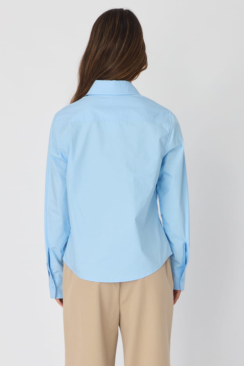Blue Smart Fit Shirt Long Sleeves Collared for Ally Fashion