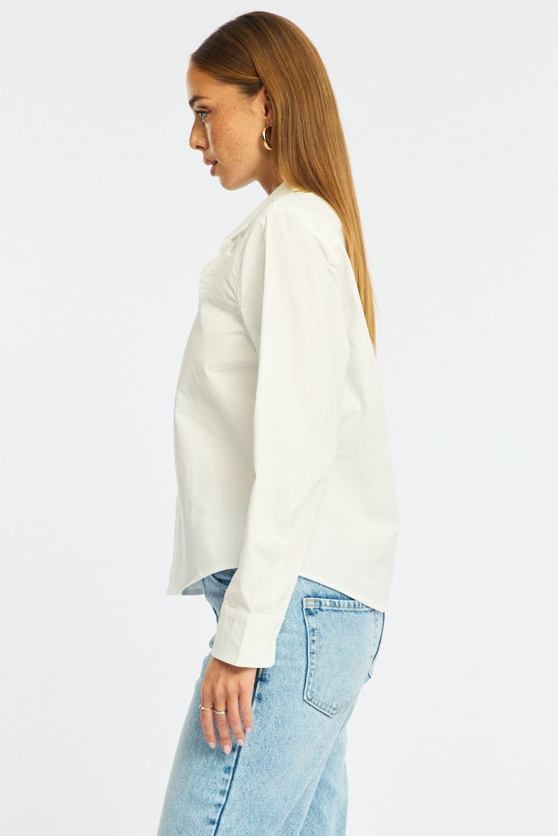 White Smart Fit Shirt Long Sleeves Collared for Ally Fashion