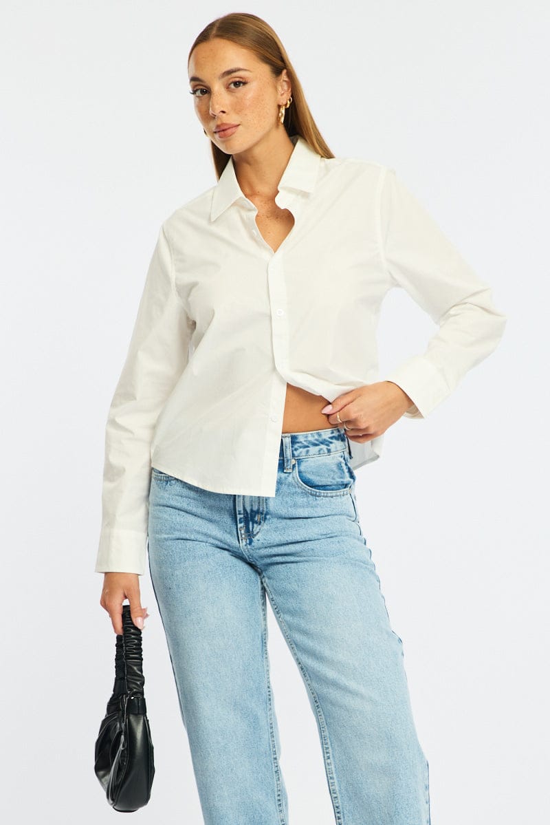 White Smart Fit Shirt Long Sleeves Collared for Ally Fashion