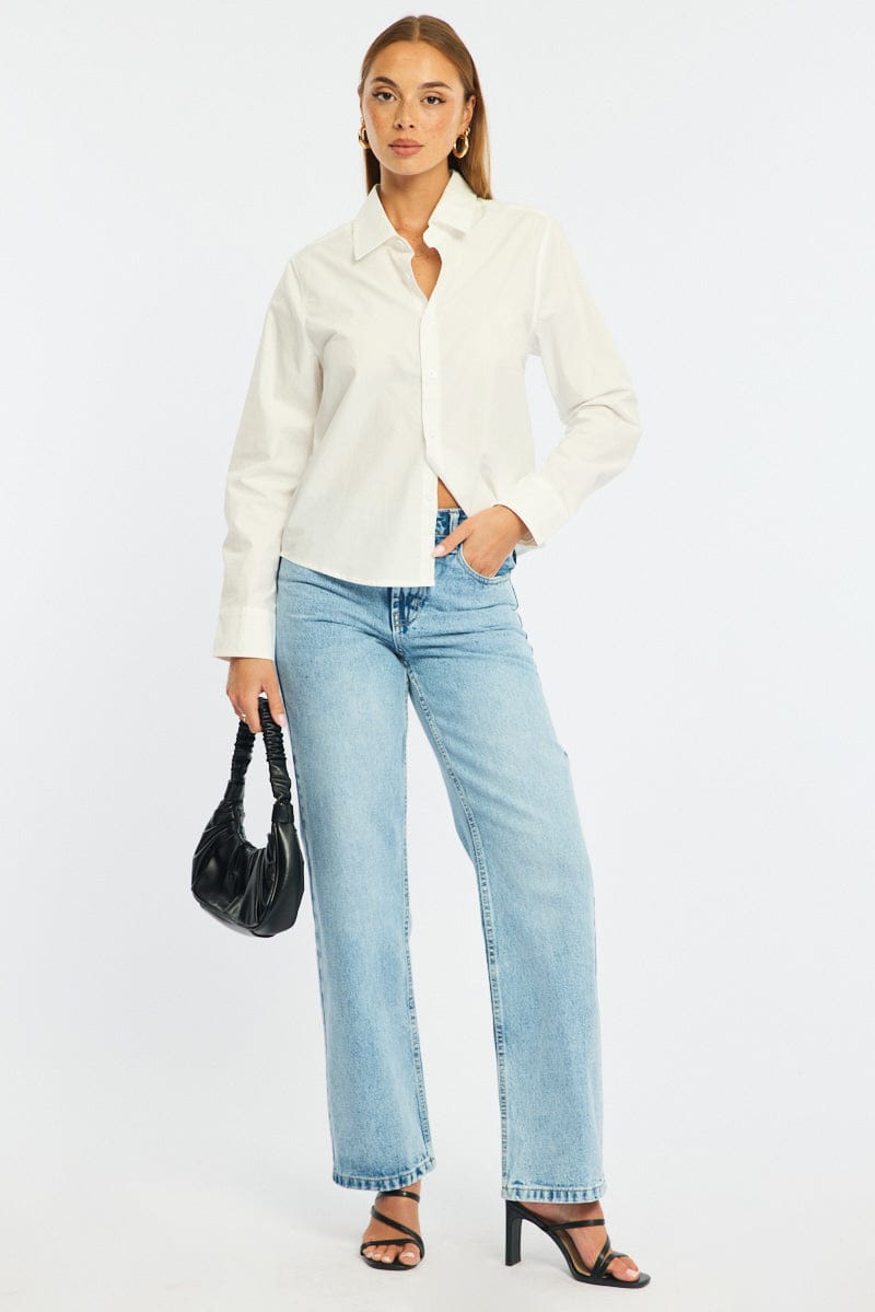 White Smart Fit Shirt Long Sleeves Collared for Ally Fashion