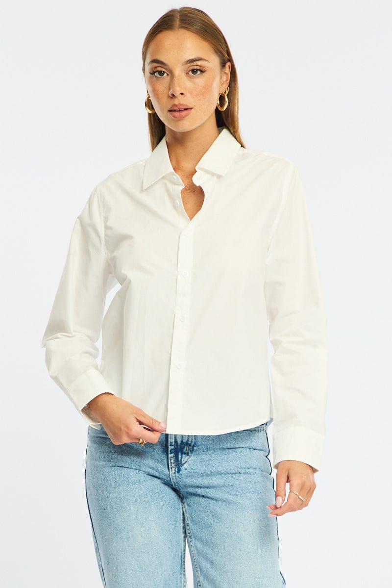 White Smart Fit Shirt Long Sleeves Collared for Ally Fashion