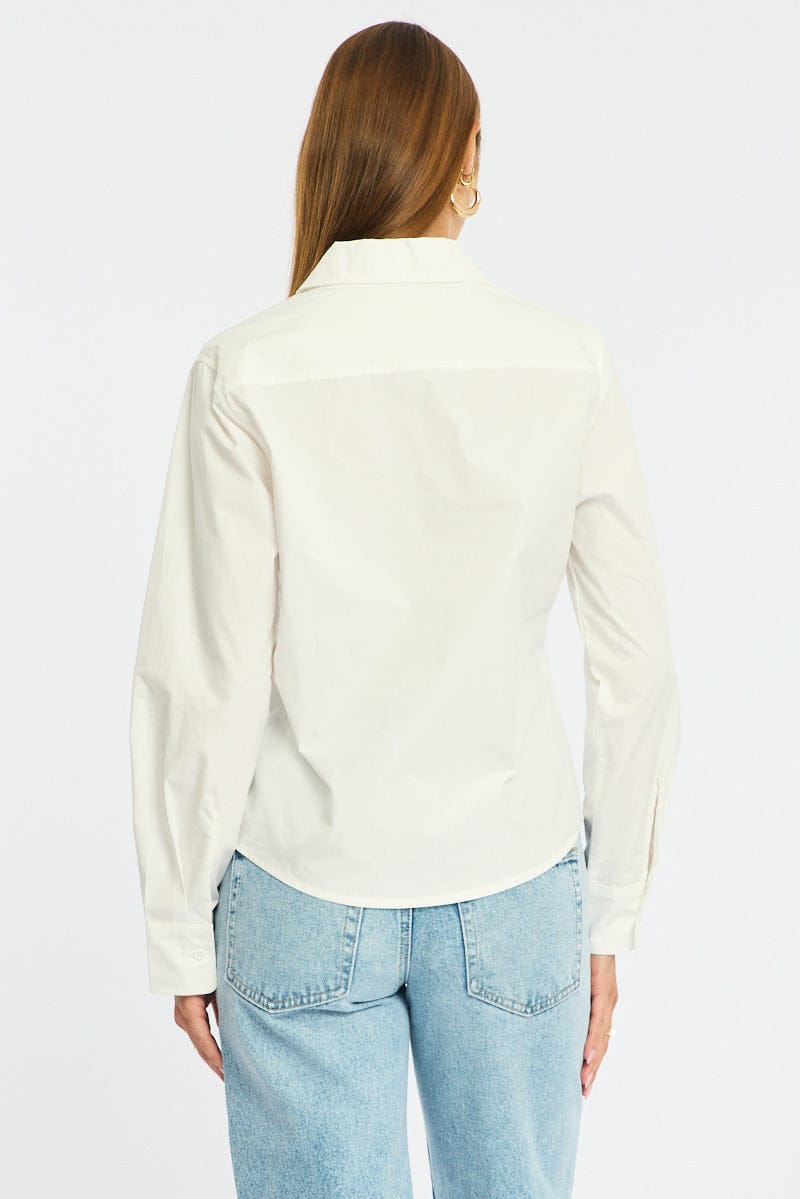 White Smart Fit Shirt Long Sleeves Collared for Ally Fashion