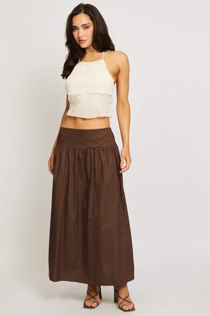 White Halter Cropped Top Sleeveless Textured for Ally Fashion