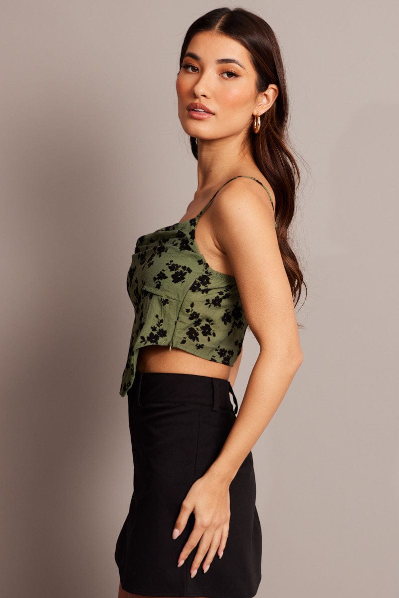 Green Cami Top Sleeveless Corset for Ally Fashion