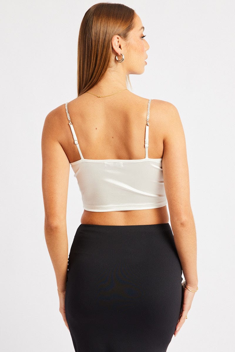 White Satin Cowl Cami Top for Ally Fashion