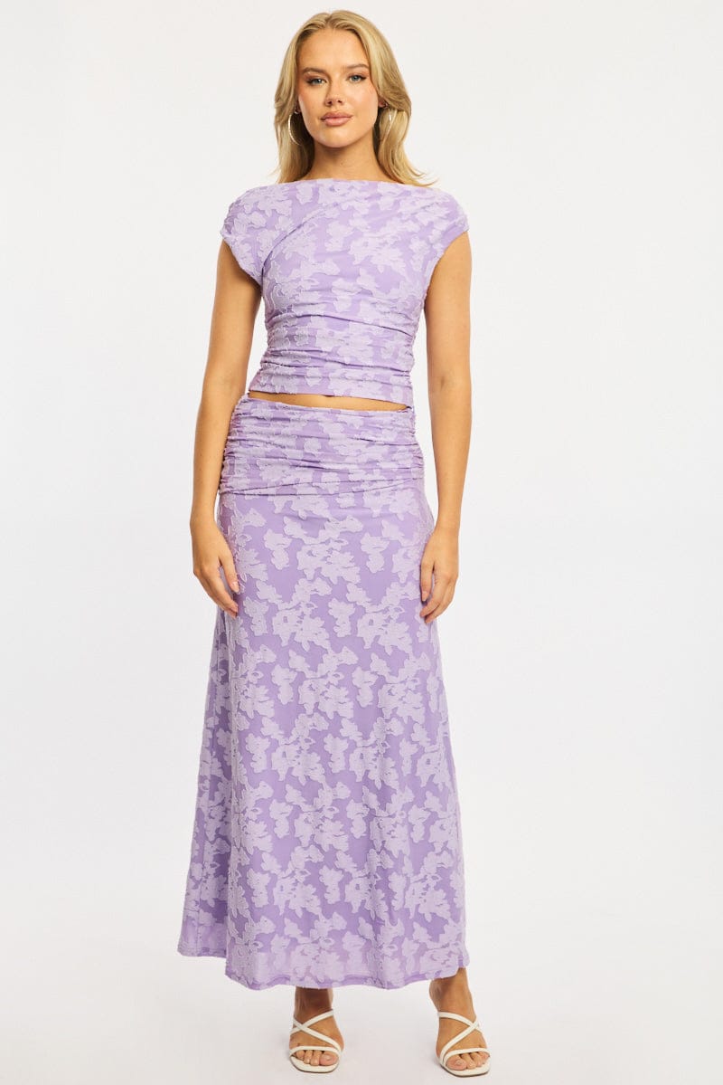 Purple Asymmetric Top Sleeveless One Shoulder Textured for Ally Fashion