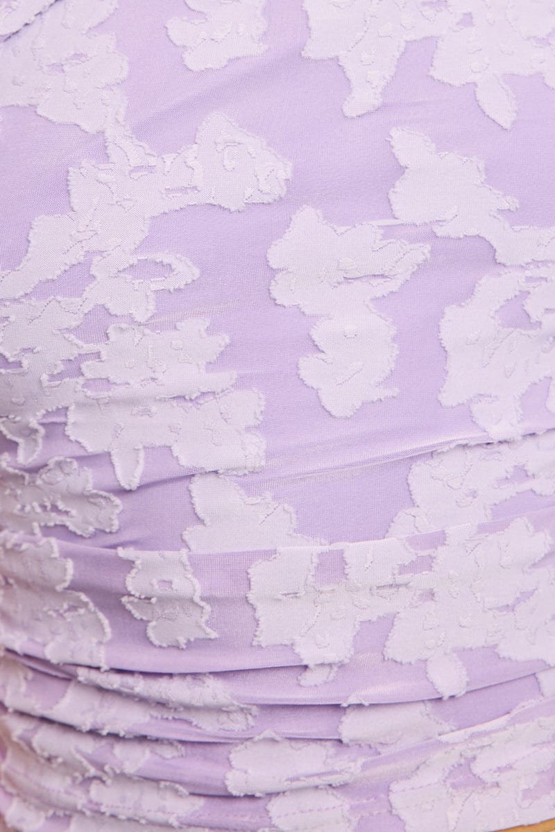 Purple Asymmetric Top Sleeveless One Shoulder Textured for Ally Fashion