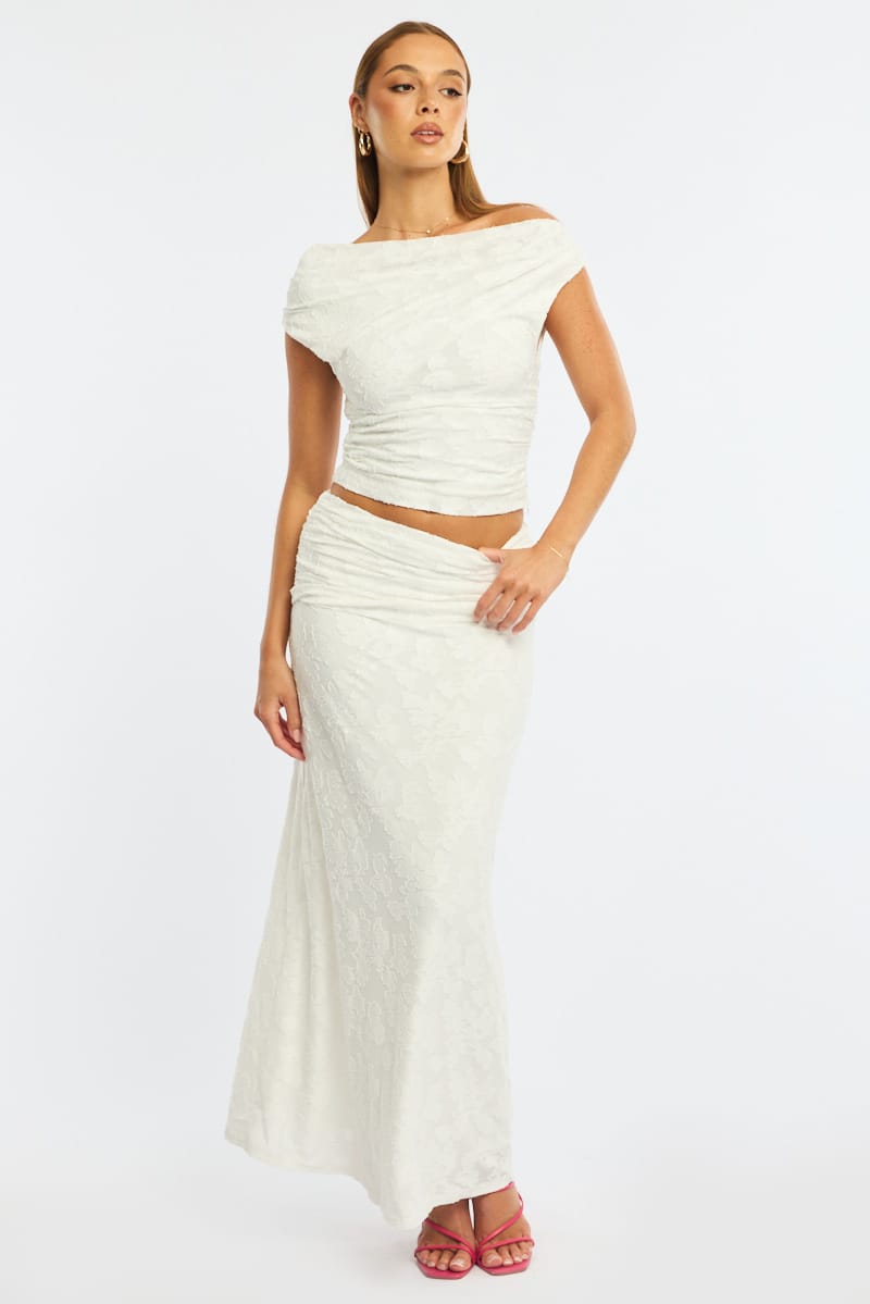 White Asymmetric Top Sleeveless One Shoulder Textured for Ally Fashion