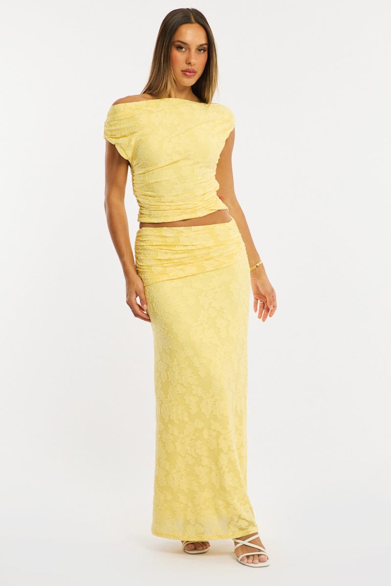 Yellow Asymmetric Top Sleeveless One Shoulder Textured for Ally Fashion